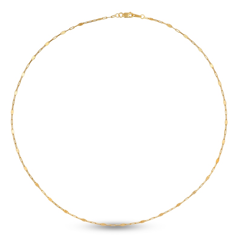 Main Image 1 of Solid Paperclip Mirror Chain Necklace 14K Yellow Gold 18" 1.35mm