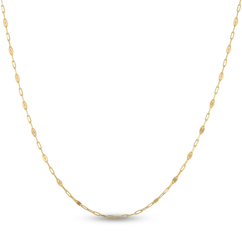 Main Image 2 of Solid Paperclip Mirror Chain Necklace 14K Yellow Gold 18" 1.35mm