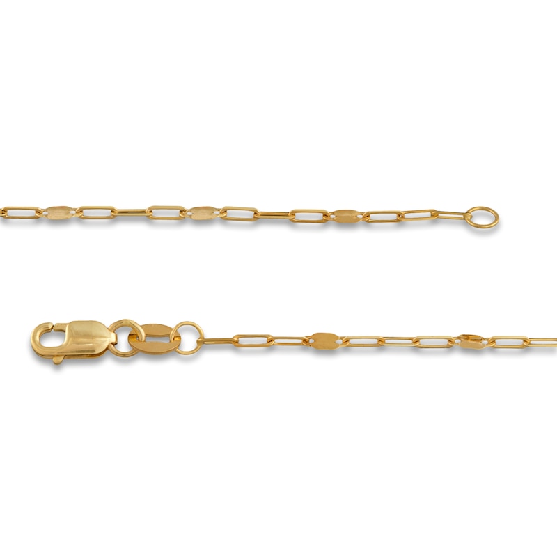 Main Image 3 of Solid Paperclip Mirror Chain Necklace 14K Yellow Gold 18" 1.35mm