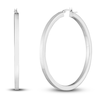 Thumbnail Image 0 of Polished Round Huggie Earrings 14K White Gold 50mm