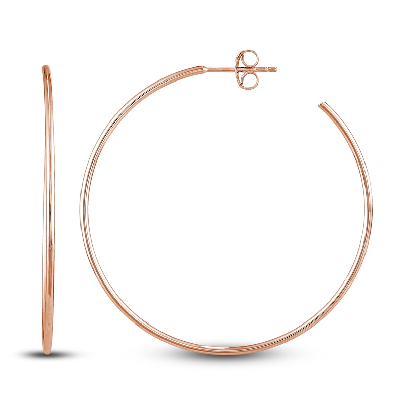 Round Wire Hoop Earrings 14K Rose Gold 40mm