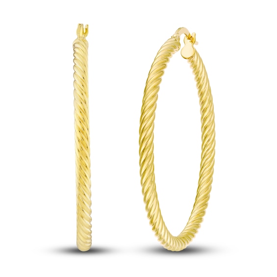 Twisted Rope Hoop Earrings 14K Yellow Gold 40mm
