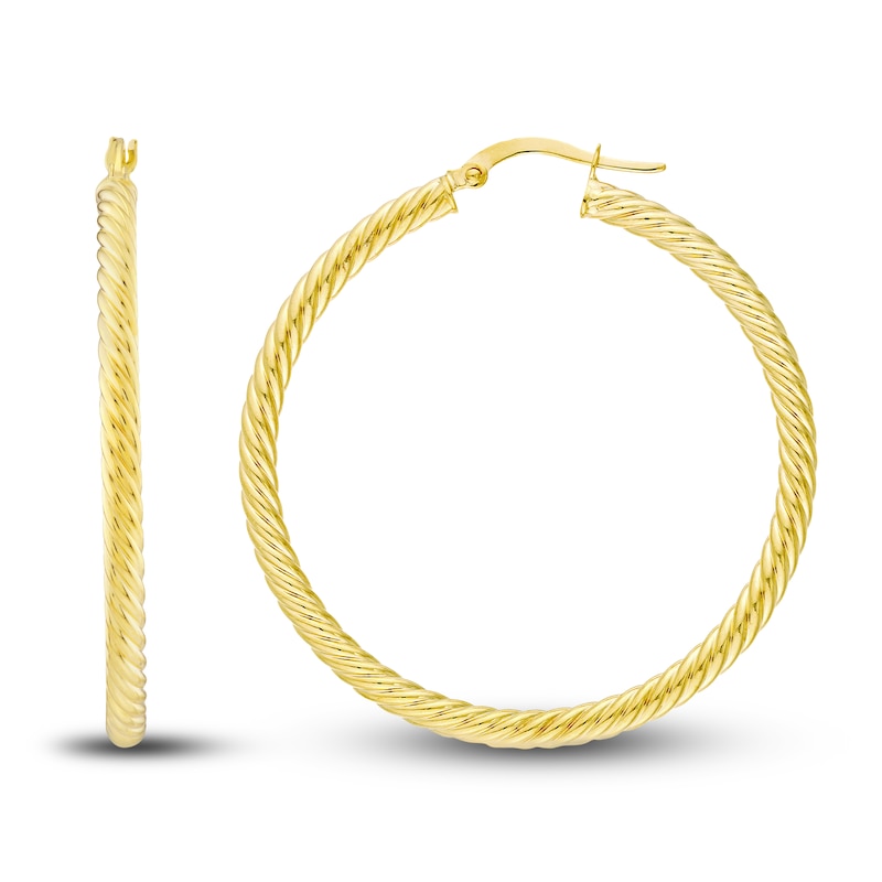Main Image 2 of Twisted Rope Hoop Earrings 14K Yellow Gold 40mm