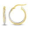 Thumbnail Image 2 of Polished Twisted Crossover Hoop Earrings 14K Two-Tone Gold 17mm