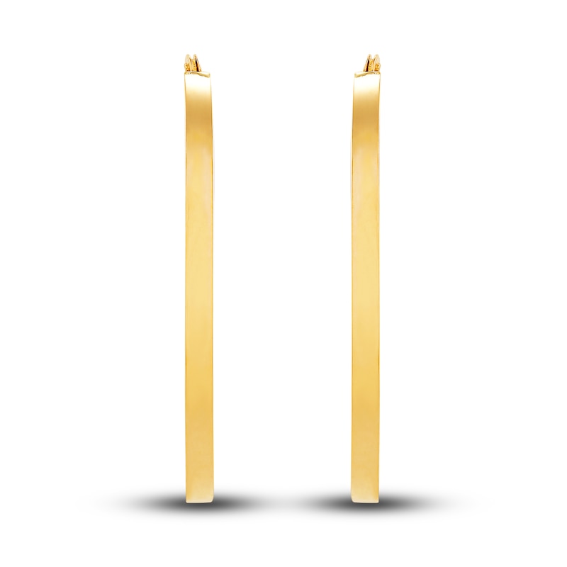 Main Image 2 of Polished Square Tube Hoop Earrings 14K Yellow Gold 30mm