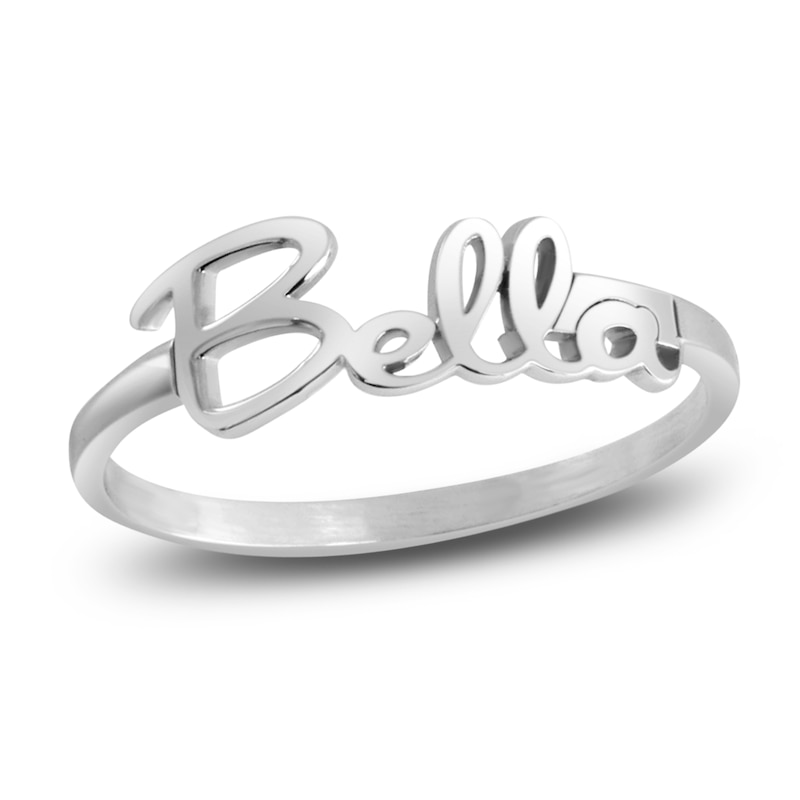 Main Image 1 of High-Polish Personalized Name Ring 14K White Gold