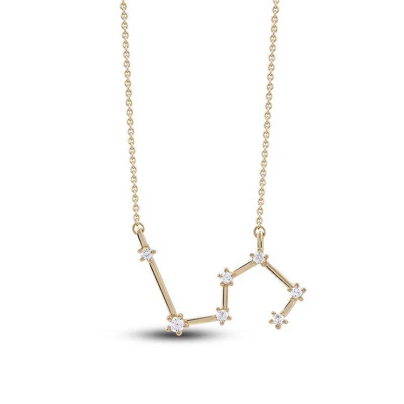 Main Image 1 of Diamond Leo Constellation Necklace 1/6 ct tw Round 14K Yellow Gold