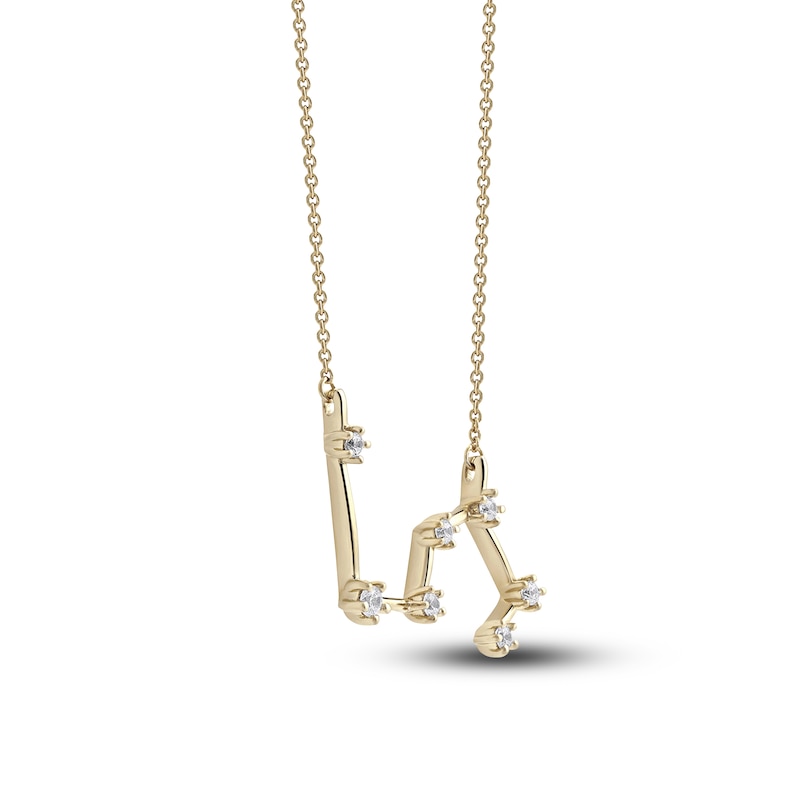 Main Image 2 of Diamond Leo Constellation Necklace 1/6 ct tw Round 14K Yellow Gold