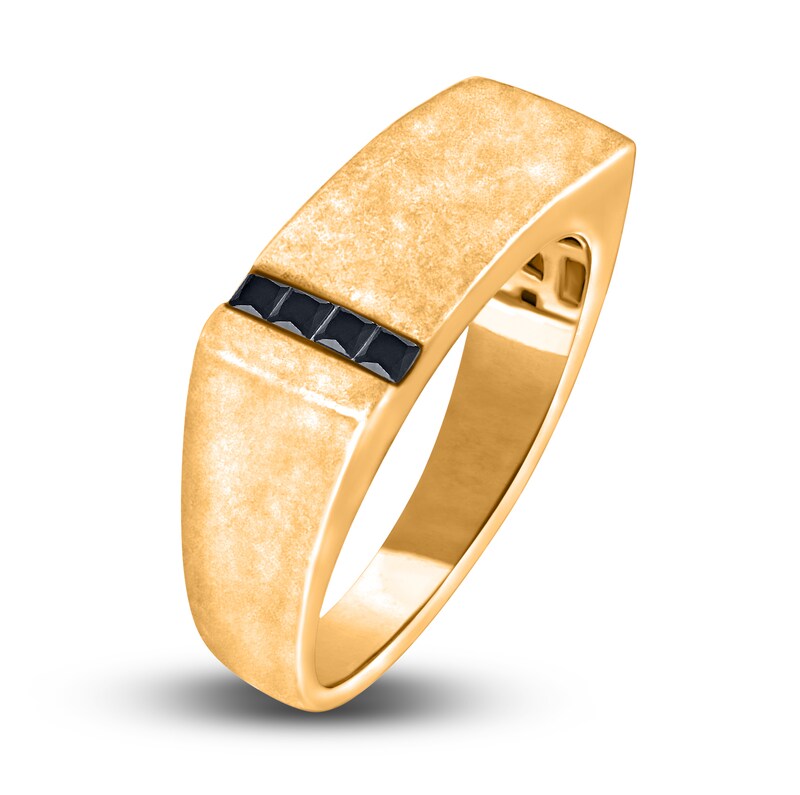Men's Black Diamond Anniversary Ring 1/8 ct tw Princess 14K Yellow Gold