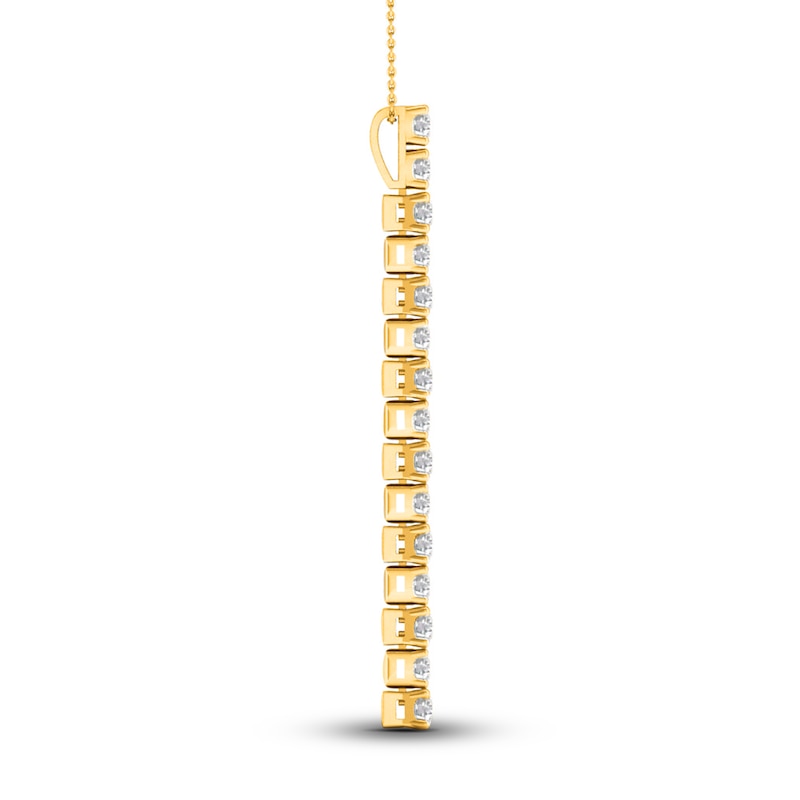 Main Image 3 of Lab-Grown Diamond Linear Pendant 2 ct tw Round 14K Yellow Gold