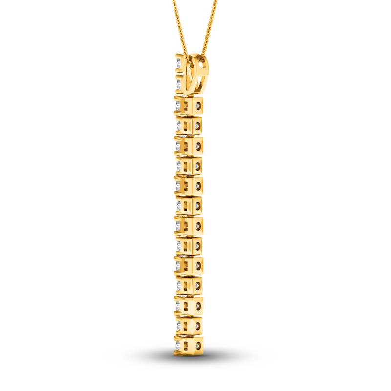 Main Image 4 of Lab-Grown Diamond Linear Pendant 2 ct tw Round 14K Yellow Gold