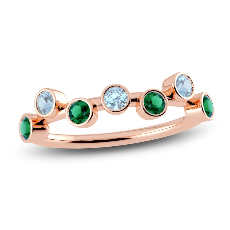 Main Image 1 of Juliette Maison Natural Aquamarine & Natural Emerald Ring 10K Rose Gold