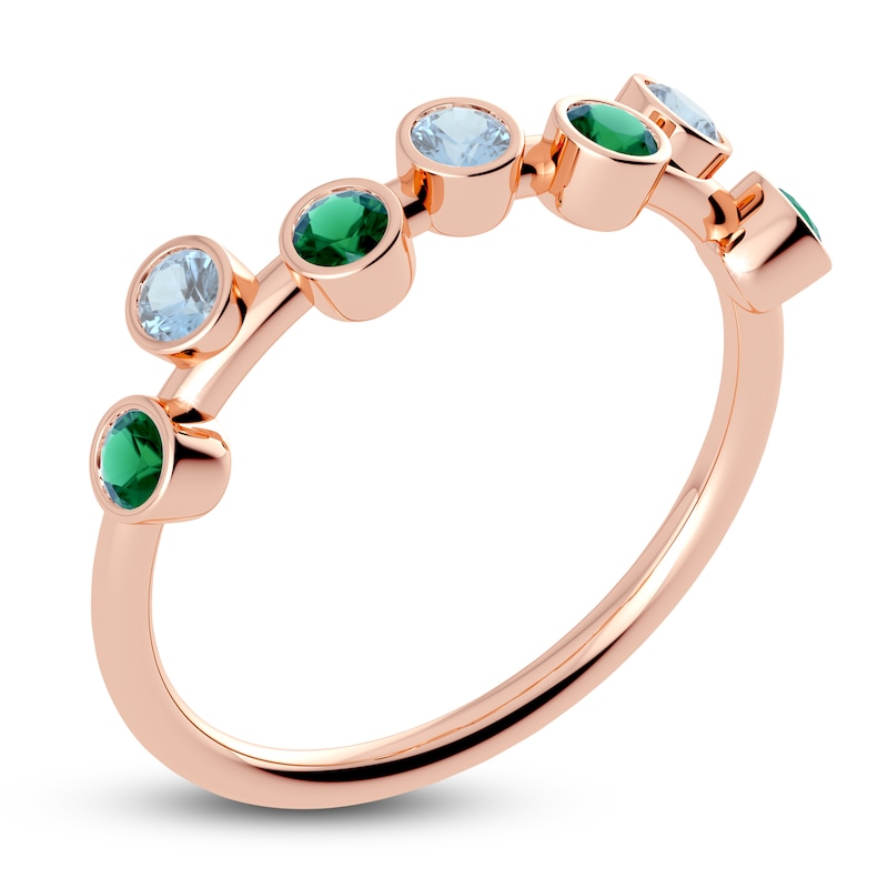 Main Image 2 of Juliette Maison Natural Aquamarine & Natural Emerald Ring 10K Rose Gold