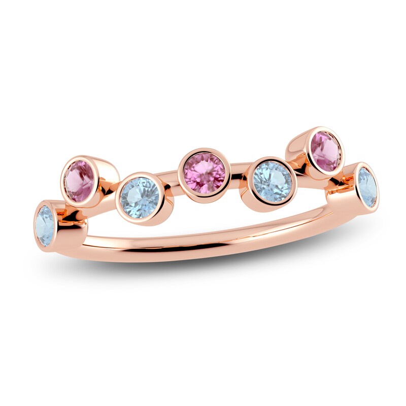 Main Image 1 of Juliette Maison Natural Pink Tourmaline & Natural Aquamarine Ring 10K Rose Gold