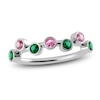 Thumbnail Image 1 of Juliette Maison Natural Pink Tourmaline & Natural Emerald Ring 10K White Gold
