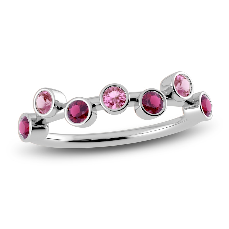 Main Image 1 of Juliette Maison Natural Pink Tourmaline & Natural Rhodolite Garnet Ring 10K White Gold