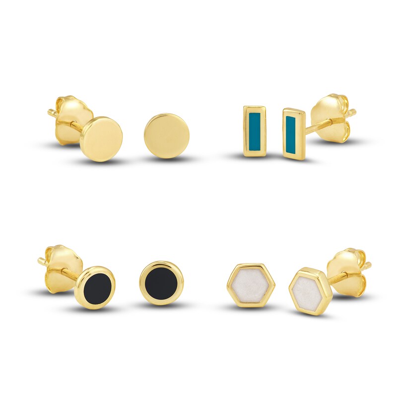 Geometric Stud Earring Set 14K Yellow Gold
