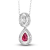 Thumbnail Image 2 of Lab-Created Ruby & Lab-Created White Sapphire Pendant Necklace 10K White Gold 18"