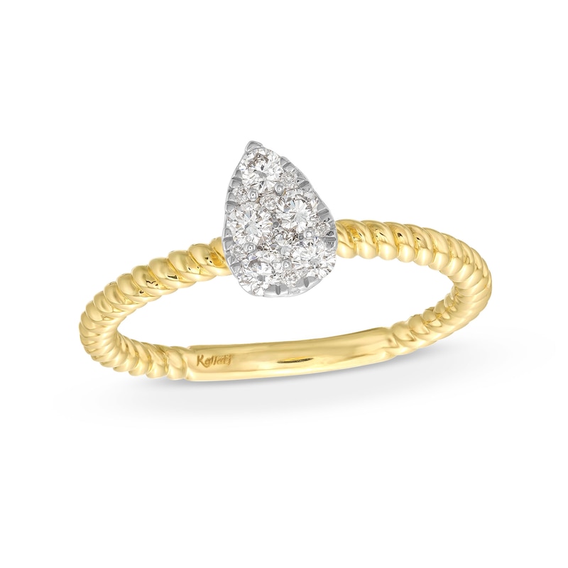 Kallati Diamond Teardrop Ring 1/4 ct tw Round 14K Yellow Gold