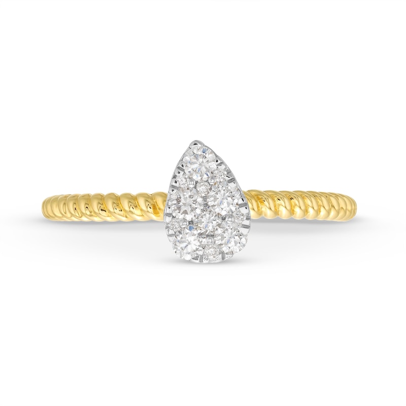 Kallati Diamond Teardrop Ring 1/4 ct tw Round 14K Yellow Gold