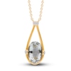 Thumbnail Image 0 of Kallati Oval-Cut Natural Green Quartz Pendant Necklace 1/15 ct tw Diamonds 14K Yellow Gold 18"