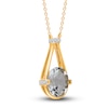 Thumbnail Image 1 of Kallati Oval-Cut Natural Green Quartz Pendant Necklace 1/15 ct tw Diamonds 14K Yellow Gold 18"