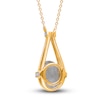 Thumbnail Image 2 of Kallati Oval-Cut Natural Green Quartz Pendant Necklace 1/15 ct tw Diamonds 14K Yellow Gold 18"