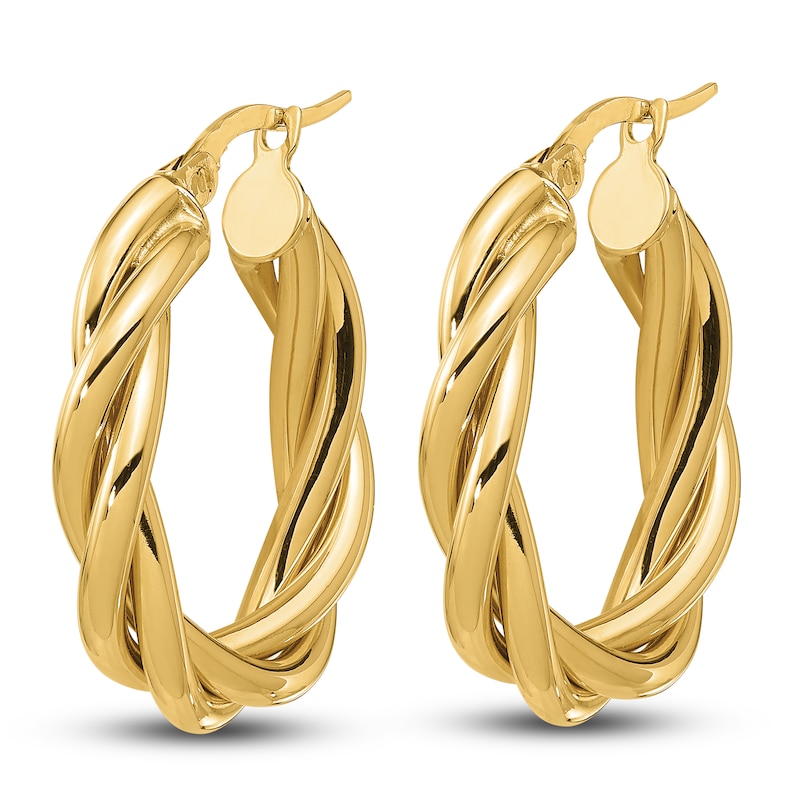 Twisted Hoop Earrings 14K Yellow Gold 20mm
