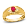 Thumbnail Image 1 of Men's Natural Ruby Ring Diamond Accents 14K Yellow Gold