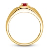 Thumbnail Image 2 of Men's Natural Ruby Ring Diamond Accents 14K Yellow Gold