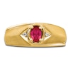 Thumbnail Image 3 of Men's Natural Ruby Ring Diamond Accents 14K Yellow Gold