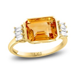 LALI Jewels Natural Citrine Ring 1/3 ct tw Diamonds 14K Yellow Gold