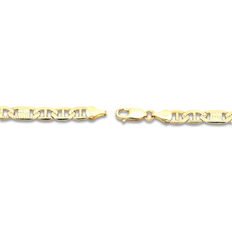 Main Image 2 of LUSSO by Italia D'Oro Men's Solid Diamond-Cut Valentino Chain Bracelet 14K Yellow Gold 8"