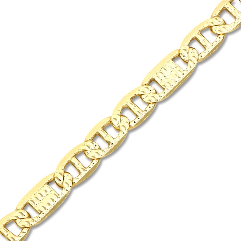 Main Image 3 of LUSSO by Italia D'Oro Men's Solid Diamond-Cut Valentino Chain Bracelet 14K Yellow Gold 8"