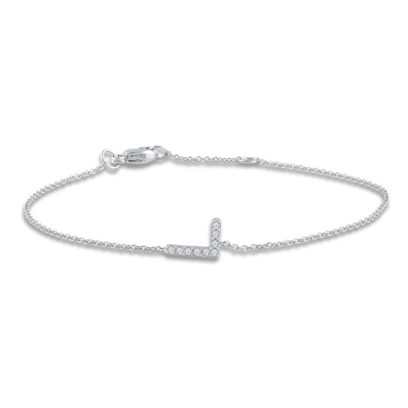 Main Image 1 of Diamond Accent Initial L Bracelet 14K White Gold 7"