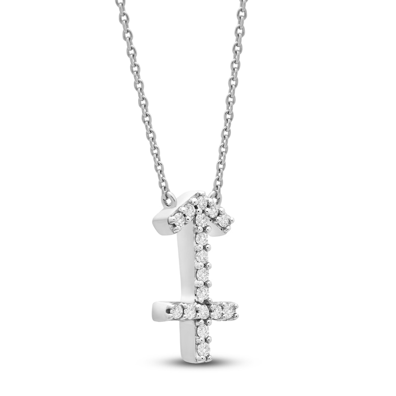 Main Image 2 of Diamond Sagittarius Necklace 1/10 ct tw Round 14K White Gold 16.75"