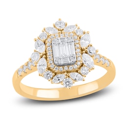 Baguette, Round & Marquise-Cut Diamond Ring 1 ct tw 14K Yellow Gold