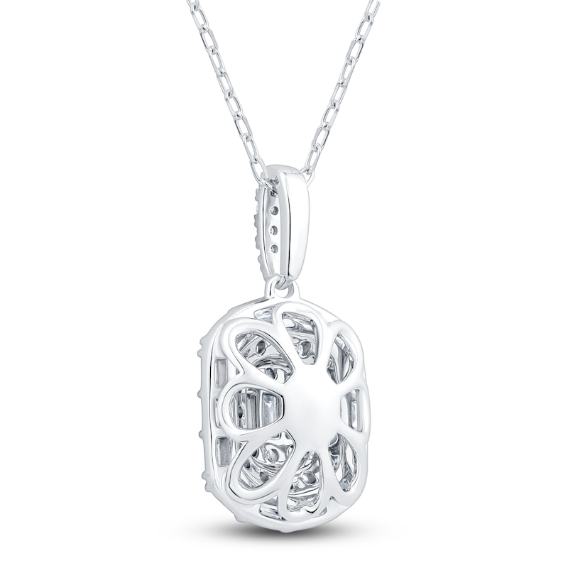 Main Image 3 of Baguette & Round-Cut Multi-Diamond Necklace 1/2 ct tw 14K White Gold 18"