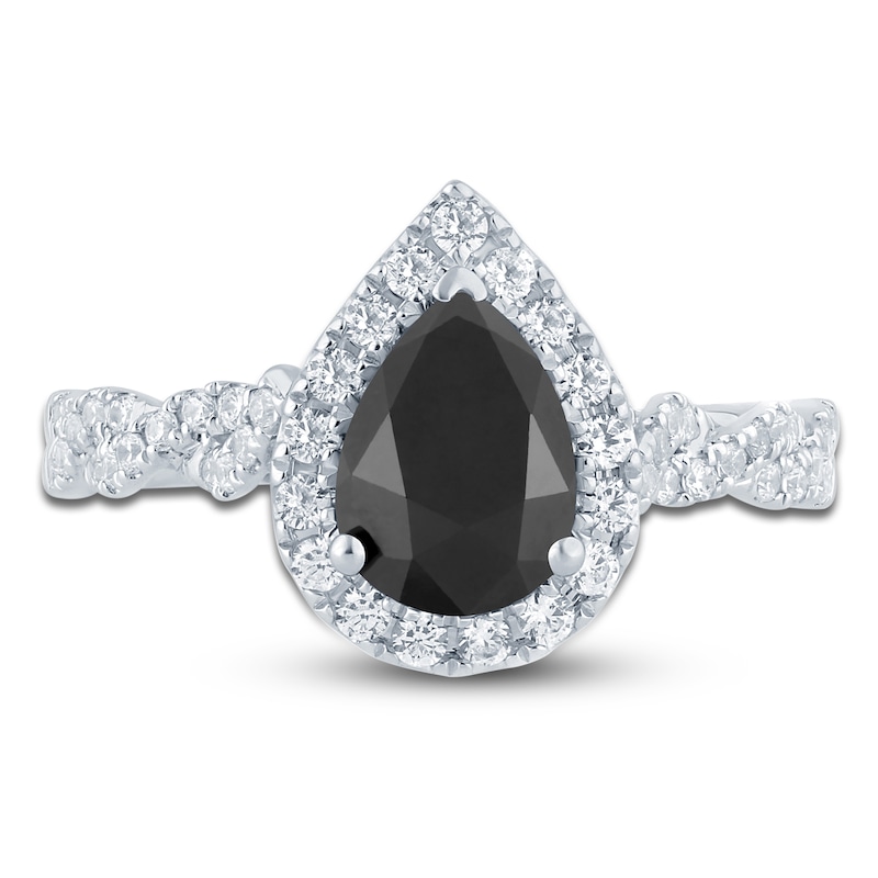 Main Image 3 of Brilliant Moments Pear-Shaped Black Diamond & White Diamond Engagement Ring 1-7/8 ct tw 14K White Gold