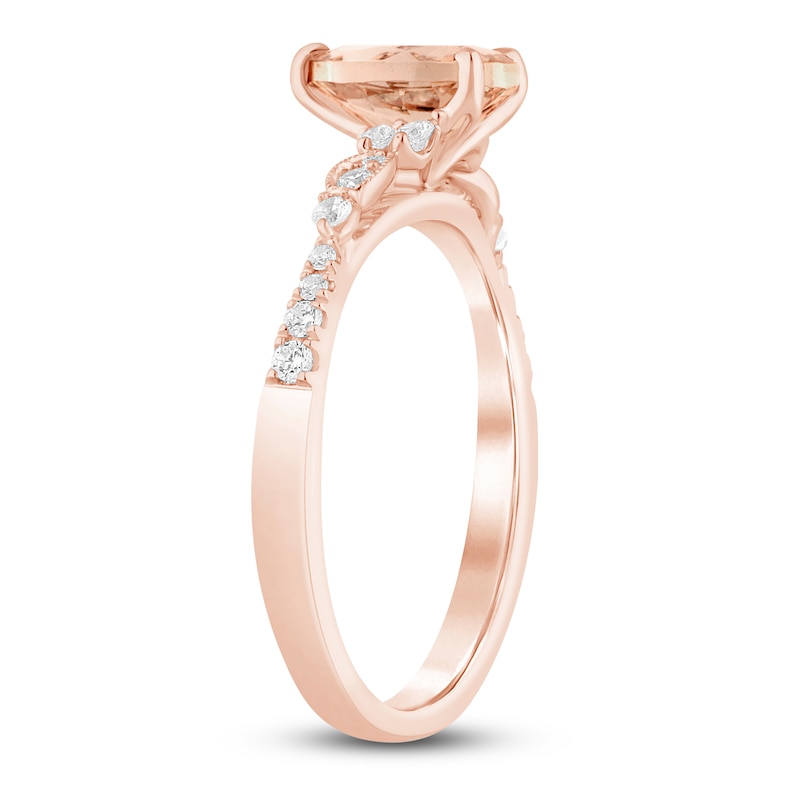Main Image 2 of Pear-Shaped Natural Morganite & Diamond Engagement Ring 1/5 ct tw 14K Rose Gold