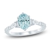 Thumbnail Image 1 of Brilliant Moments Oval-Cut Natural Aquamarine & Diamond Engagement Ring 1/2 ct tw 14K White Gold