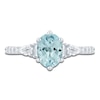 Thumbnail Image 3 of Brilliant Moments Oval-Cut Natural Aquamarine & Diamond Engagement Ring 1/2 ct tw 14K White Gold