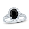 Thumbnail Image 0 of Brilliant Moments Oval-Cut Black Diamond & White Diamond Halo Engagement Ring 2-5/8 ct tw 14K White Gold