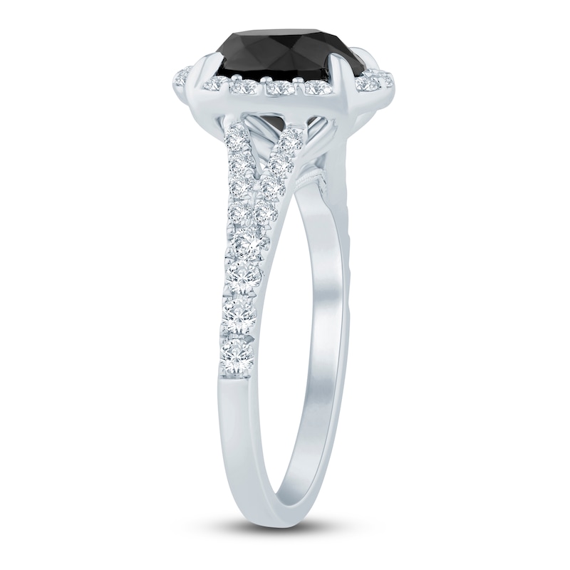 Brilliant Moments Oval-Cut Black Diamond & White Diamond Halo Engagement Ring 2-5/8 ct tw 14K White Gold