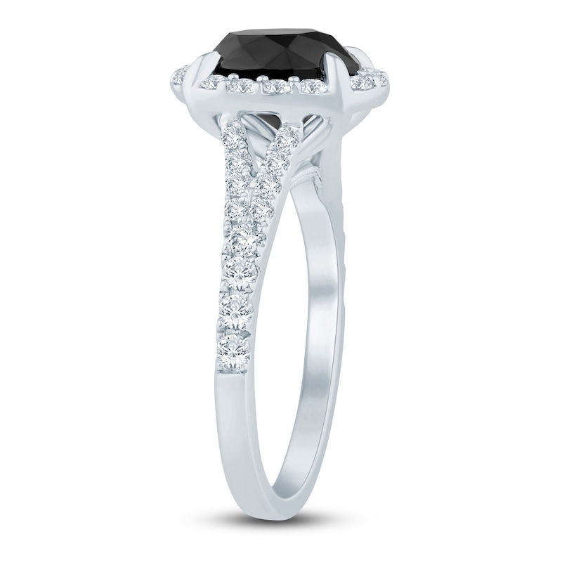 Main Image 2 of Brilliant Moments Oval-Cut Black Diamond & White Diamond Halo Engagement Ring 2-5/8 ct tw 14K White Gold