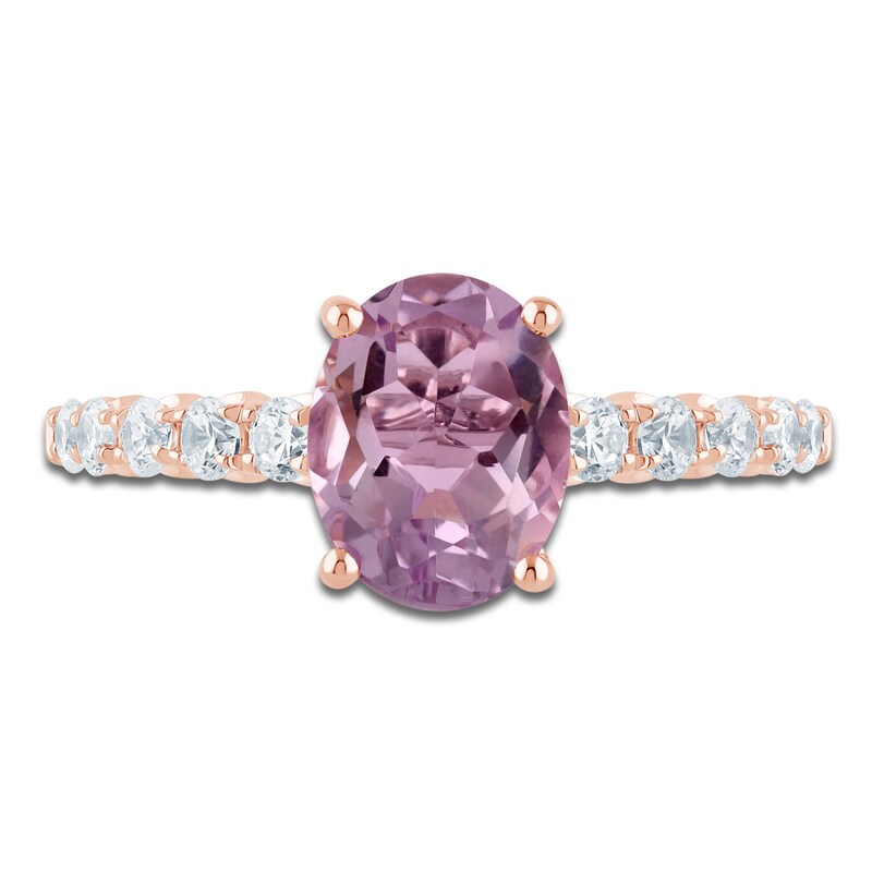 Main Image 3 of Brilliant Moments Oval-Cut Natural Light Amethyst & Diamond Engagement Ring 1/2 ct tw 14K Rose Gold