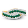 Thumbnail Image 2 of Kallati Round-Cut Natural Emerald & Diamond Curve Ring 1/4 ct tw 14K Yellow Gold