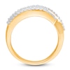 Thumbnail Image 4 of Kallati Round-Cut Natural Emerald & Diamond Curve Ring 1/4 ct tw 14K Yellow Gold