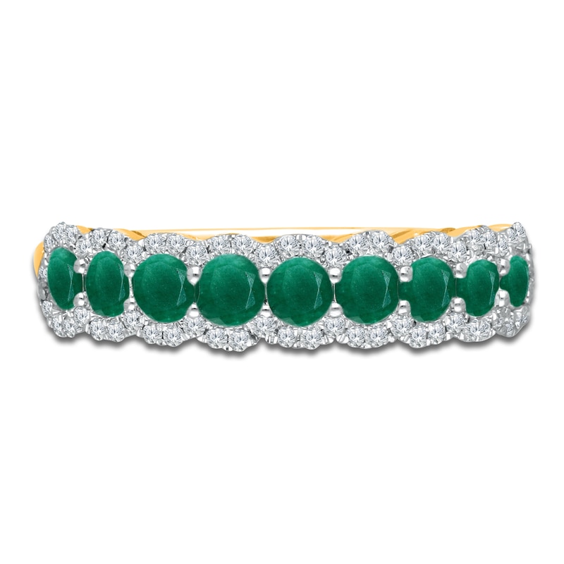 Main Image 2 of Kallati Round-Cut Natural Emerald & Diamond Ring 1/5 ct tw 14K Yellow Gold