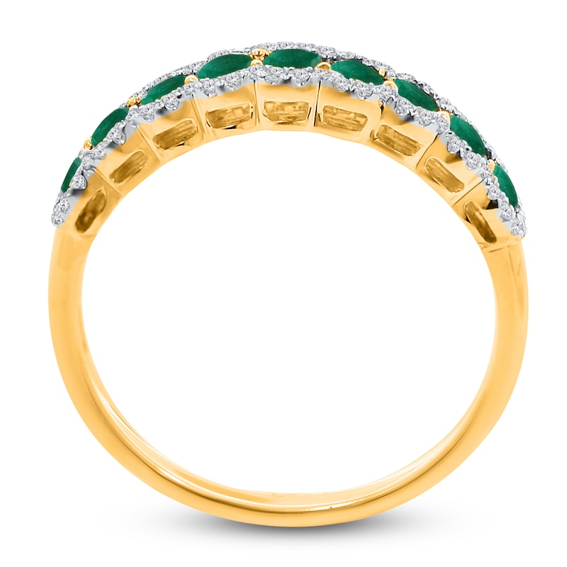 Main Image 3 of Kallati Round-Cut Natural Emerald & Diamond Ring 1/5 ct tw 14K Yellow Gold